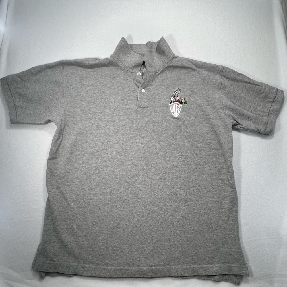 Vintage 1991 Bugs Bunny WB Polo Shirt XL Gray